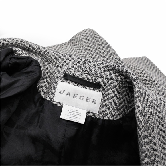 JAEGER Vintage Cropped Blazer Black/White Herringbone Cashmere/Wool Blend US 8 - Picture 7 of 12